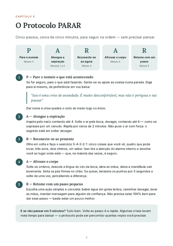 Página do guia que apresenta o Protocolo PARAR